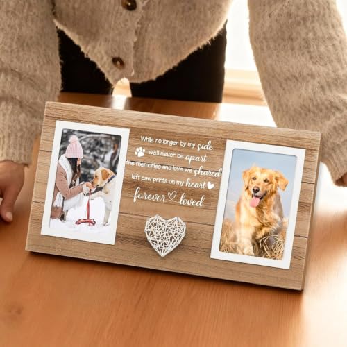 Sympathy Gifts for Loss of Dog, Dog Memorial Picture Frame for Pet Loss of Gift, Pet Loss Remembrance Gifts Large Picture Frame, Holds 2pcs 4x6 Pictures - style: loss of dog