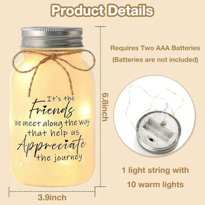 Friends Birthday Gift for Women - 30 oz Large Mason Jar Night Lights | Meaningful Gift for Friends, Bestie, Friendship Gifts for Woman, Soul Sister, BFF - color: Friends Journey