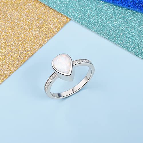 925 Sterling Silver Teardrop Cremation Urn Ring for Ashes Memorial Jewelry - color: Opal