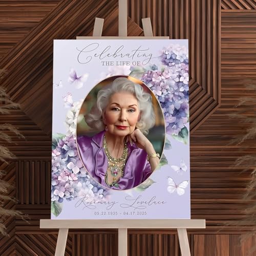 Purple Floral Funeral Welcome Sign, Celebration Of Life Sign, In Loving Memory - color: Version #8
