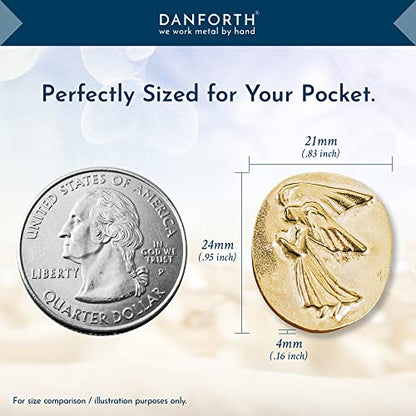 DANFORTH Gold Plated Pocket Angel Token Bag of 6, Lead-Free Pewter Coins | Guardian Angel Pocket Charms, Keepsake Coins for Encouragement, Remembrance & Spiritual Gifts | Made in USA - color: Gold Plated Angel Coins Bag of 6