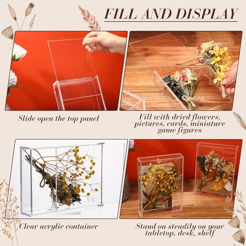 Barydat 2 Pcs 5" x 7" Acrylic Shadow Boxes Display Cases, Shadow Box DIY Frame Clear Acrylic Display Cases Wedding Memory Dried Flower Container Picture Photo Frame for Valentine Day Wedding - size: 5 x 7''