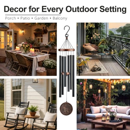 34" Elephant Wind Chimes for Outside, Deep Tone Garden Decor - size: 34" Elephant