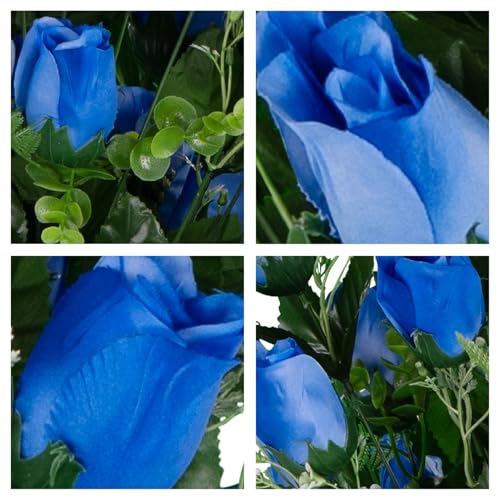 Sympathy Silks Artificial Cemetery Flowers - Gravesite Flowers - Blue Roses - color: Blue Roses, size: (1) Bouquet