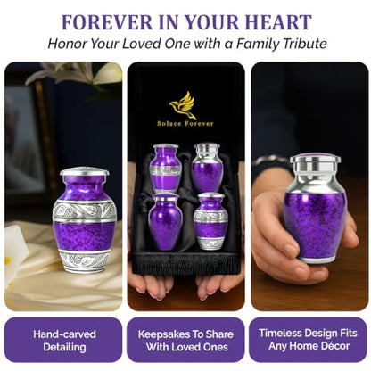 Small Urns for Human Ashes - Elegant Keepsake Cremation Urns - Purple - color: Purple