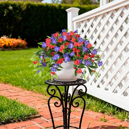 Hommyea Artificial Flowers for Outdoor, 2 PSC UV Resistant Fake Plants - color: Red Deep Blue