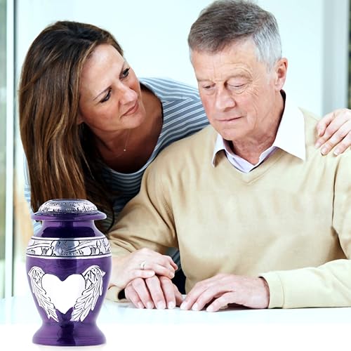 Angel Wings & Heart Cremation Urn (Red Shimmer, Large)' (Purple Glossy, Single - Miniatue) - color: Purple Glossy