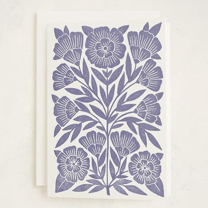 Minted | Blank Greeting Card, 5x7 w/Envelope | Block Print Floral - color: Block Print Floral