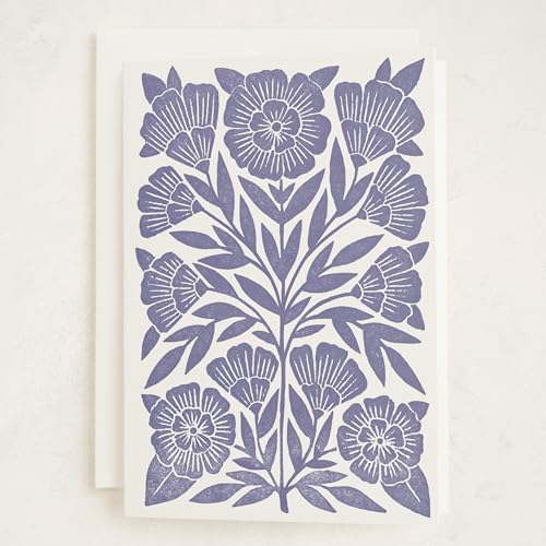 Minted | Blank Greeting Card, 5x7 w/Envelope | Block Print Floral - color: Block Print Floral