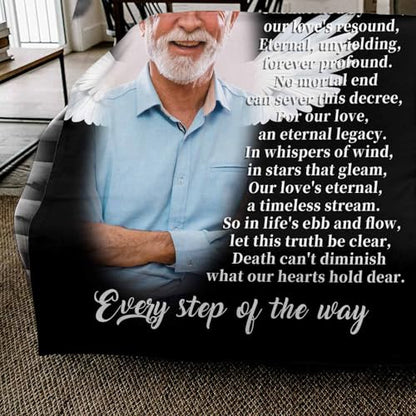 Custom Memorial Blanket with Pictures for Loss of Loved One, Printed in USA, Customized Photo Throw Blanets, Personalized Sympathy Blanket for Loss of Dad Mom Husband Wife Family Friend Cat Dog - color: Design 04