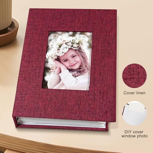 Photo Album 4x6 100 Pockets, Linen Cover Top Loader Vertical, Slip-in Picture Red Pockets Albums for Wedding, Family, Anniversary, Baby, Vacation - color: Red, size: 100 Pockets