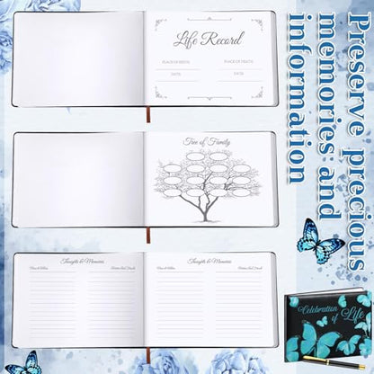 Yingzhao Memorial Funeral Guest Book with Pen 144 Pages Cardinal Funeral Guest Sign in Book for Memorial Service Celebration of Life Party Supplies in Loving Memory (Butterfly) - style: Butterfly