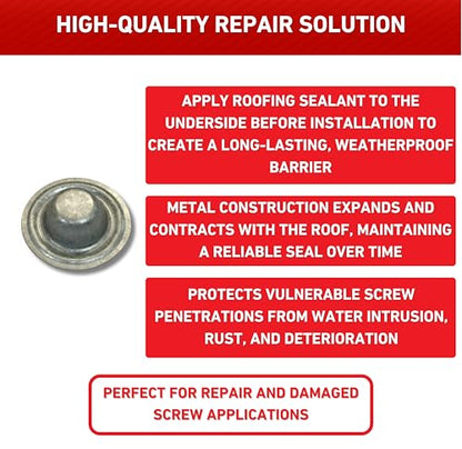 Metal Screw Caps from EAGLE 1 - Seals Over Existing Screws Heads to Prevent leaks- Easy to Install-Gloves Included (100)