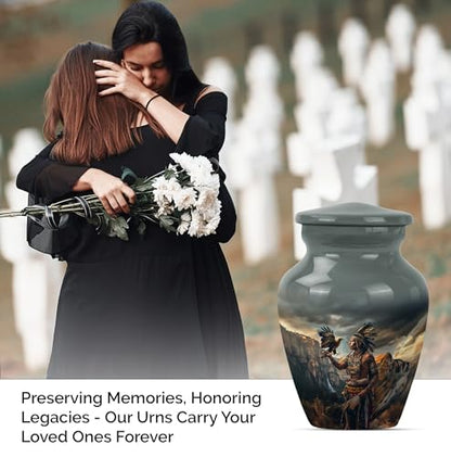 Native American Small Urns for Human Ashes 3 Inch Set of 2, Cremation Urn - size: #3 (Set of 2)