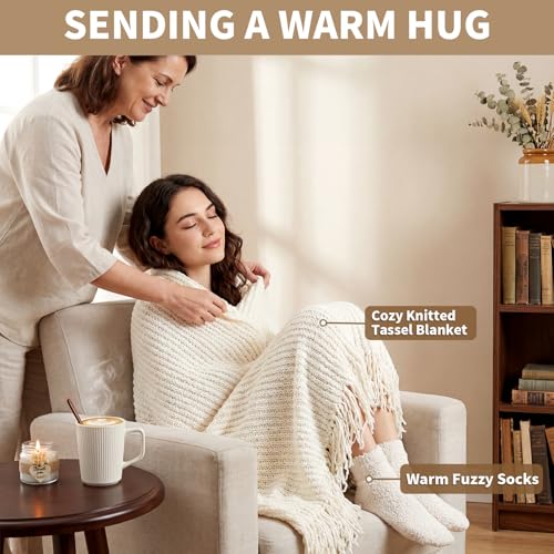 Get Well Soon Gifts Baskets for Women, Thinking of You Gift Comfort Gifts with Healing Crystals Tree, Sympathy Gift Feel Better After Surgery Recovery Wellness Hug in a Box for Her Mom Friends, Beige - color: Beige