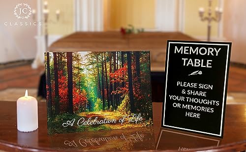 Funeral Guest Book | Memorial Guest Book | Guest Book for Funeral Hardcover | Guestbook for Sign in, Celebration of Life Memorial Service | Funeral Guest Sign Book with Memory Table Card Sign Included - style: Forest