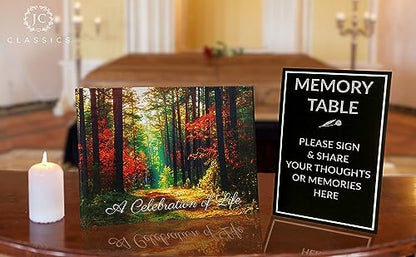 Funeral Guest Book | Memorial Guest Book | Guest Book for Funeral Hardcover | Guestbook for Sign in, Celebration of Life Memorial Service | Funeral Guest Sign Book with Memory Table Card Sign Included - style: Forest