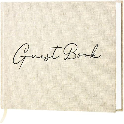 Lankaiva Wedding Guest Book, Guest Book Wedding Reception - Classic Baby Shower Guest Book, 100 Blank Pages for Bridal Shower Birthday Graduation Sign in and Photos, Beige - color: Beige