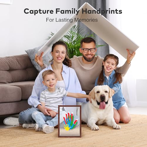Family Handprint Kit for 5, Hand Print Keepsake Frame DIY Craft Gift - color: Walnut, size: 5 Pages Acrylic Boards