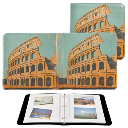 JIPONI The Colosseum in Ancient Rome Large Photo Album, DIY Leather Cover Scrapbook Albums for 4x6 5x7 6x8 Pictures, Self Adhesive Memory Book for Wedding, Baby, Family - color: Colosseum