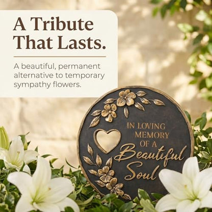 The Bridge Collection “in Loving Memory of A Beautiful Soul” Memorial Garden Stone – Sympathy Gift for Loss of Loved One – Outdoor Remembrance Garden Stone Tribute Decor