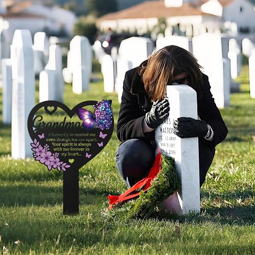Grandma Memorial Heart Grave Marker with Butterfly Design - color: Heart599