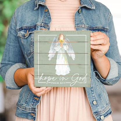 Simply Said, INC Perfect Pallet Petites Celebration of Life Sign, Hope In God Angel, 8 inch Wood Decor, Made in USA, PET26238 - color: Hope In God Angel
