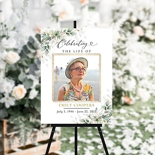 Funeral Welcome Sign, In Loving Memory, Greenery Funeral Welcome Sign, Memorial Welcome Sign, Celebration Of Life Welcome Sign, Celebration Of Life Poster, Eucalyptus #5 - color: Version 5