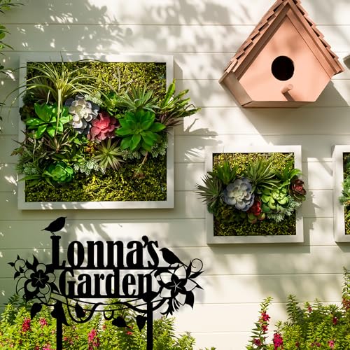 Personalized Flower and Bird Metal Garden Stake, Bird Garden Sign, Custom Flower Yard Decor, Mom's Garden Gift, Gardener Family Name Sign, Patio Home Gift, Yard Art, Housewarming Gift - color: Cstmdesign15