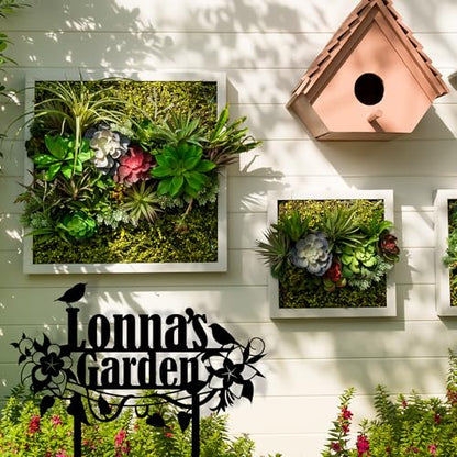 Personalized Flower and Bird Metal Garden Stake, Bird Garden Sign, Custom Flower Yard Decor, Mom's Garden Gift, Gardener Family Name Sign, Patio Home Gift, Yard Art, Housewarming Gift - color: Cstmdesign15