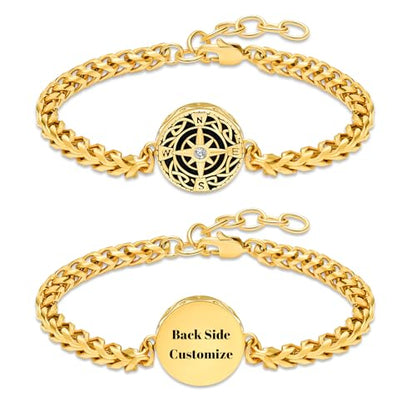 constantlife Compass Urn Bracelet for Ashes Stainless Steel Adjustable Link Bangle Cremation Keepsake Loved Ones Memorial Jewelry for Women Men - color: Customize