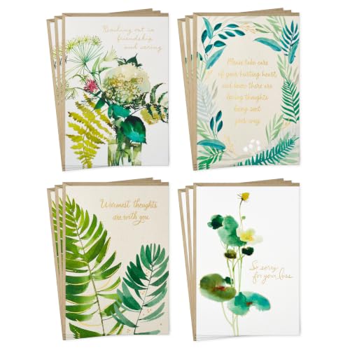 Hallmark Sympathy Cards with Envelopes, 12-Pack (Watercolor Greenery)