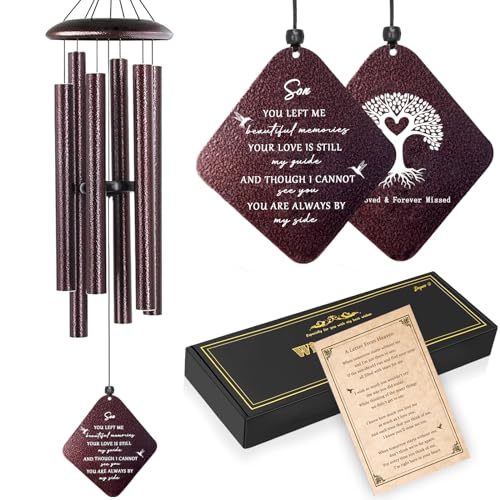 Memorial Wind Chimes for Loss of Son, 32" Sympathy Wind Chimes in Memory of Son - size: Son