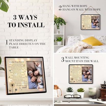 Memorial Pictures Frame, A Letter From Heaven Photo Frame, Sympathy Gifts For Loss Of Loved One, Farmhouse Home Living Room Bedroom Decoration -b31