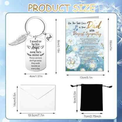 HOWAF Sympathy Card & Memorial Keyring for Loss of Dad, Deepest Sympathy Cards, Thinking of You, Unisex Adult, White and Blue, Floral