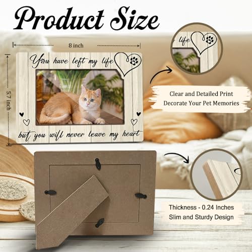 Cat Memorial Photo Frames Dog and Cat Loss Remembrance Gift for Pet Owner Sympathy Keepsake for Pet Lovers You Have Left My Life But You Will Never Leave My Heart Picture Frames 4x6 Photo - YY023 - color: white cat and dog06