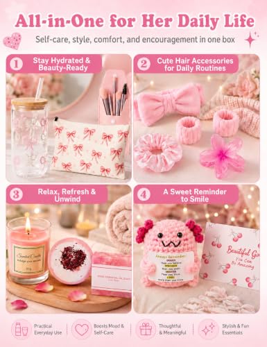14PCS Gifts for Teen Girls - Gift Basket for Teen Girl, Gifts Trendy Stuff | Back to School Gift, Unique Birthday Gift Sets for Teen Girls, Daughter, Sister, Friend, Sweet 16th 18th 21st, Pink - color: Pink