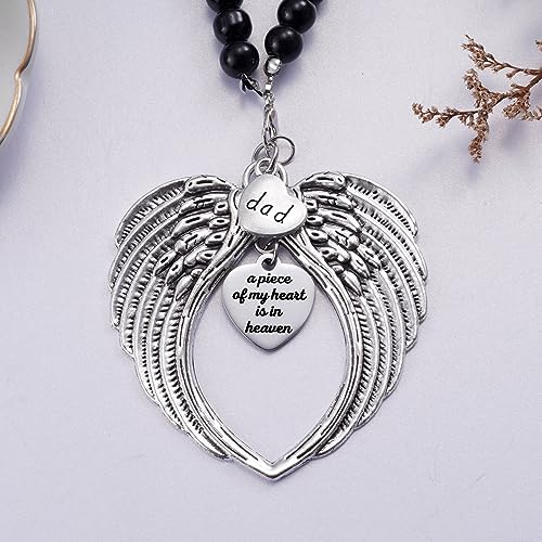 Angel Wings Memorial Hanging Charm - Remembrance Ornament for Rear View Mirror, Guardian Angel Gift for Loss of Dad, Sympathy Gift for Grieving Funeral - style: Dad