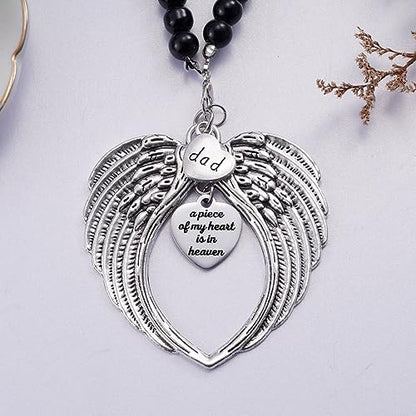 Angel Wings Memorial Hanging Charm - Remembrance Ornament for Rear View Mirror, Guardian Angel Gift for Loss of Dad, Sympathy Gift for Grieving Funeral - style: Dad