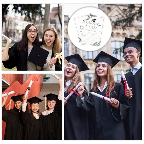 DETIHO Graduation Party Invitations 2026, Greenery Graduate Celebration | Invites with Envelopes | 20 Pack Grad Announcement Cards - G03 - style: Greenery