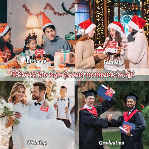 300 Pack Christmas Thank You Cards with Envelopes and Matching Stickers, 4.5x5.55 Inches Greeting Cards, Red Snowflake Thank you Cards for Xmas Wedding Graduation Business and Baby Shower - color: Red