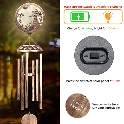FSVGYY Solar Angel Memorial Wind Chime 33 Inch Deep Tone Outdoor - color: Angel Wind Chimes