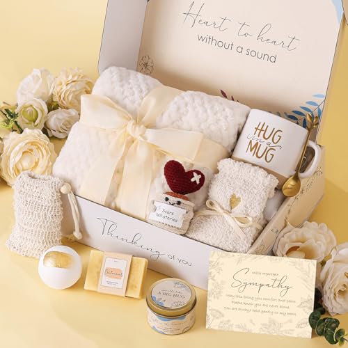Sympathy Gift Baskets Hug in a Box for Loss of Loved One Get Well Soon Gifts Feel Better Spa Care Package After Surgery Inspirational Encouragement for Women Sick Friends Mom Self Care - color: Beige (Sympathy Gift)