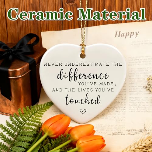 Never Underestimate the Difference You’ve Made, and the Lives You’ve Touched - Appreciation, Farewell, Going Away, Goodbye, Leaving & Retirement Gifts for Coworker, Employee | Heart Christmas Ornament - color: Never Underestimate You