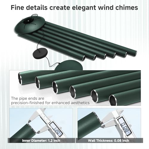 45" Large Wind Chimes for Outside, 6 Thick and Bold Aluminum Tubes (Forest) - color: Forest