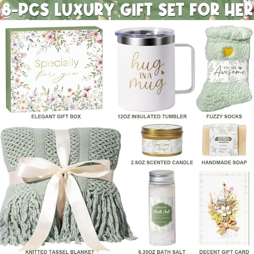 Self Care Get Well Soon Gift Baskets for Women Birthday Gifts Care Package | Sympathy Spa Gift Baskets After Surgery, Christmas Thinking of You Inspirational Gifts for Mom Her Sister Grandma Best Friend - color: Sage Green