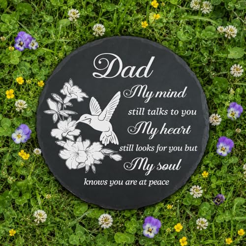 Dad Memorial Stone Memorial Gifts for Loss of Dad, Loss of Father Sympathy Gifts in Memory of Dad Grave Garden Stepping Slate Stones