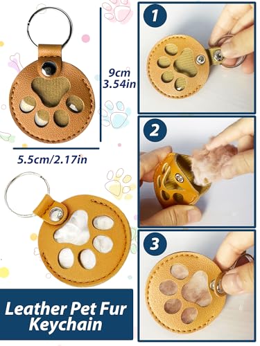 Inkless Paw Print Frame,Dog and Cat Paw Print Kit,No Mess Ink Pads for Pets,Wooden Pet Memorial Frame,Leather Pet Fur Keychain,DIY Ornament Pet Gifts (Natural Wood, M)