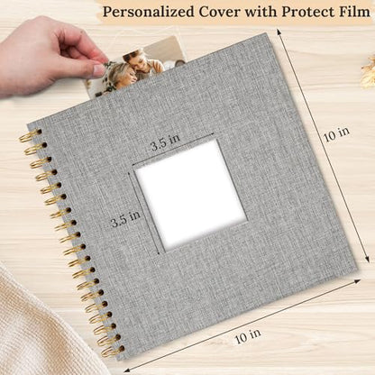 10"x10" Scrapbook Photo Album Linen Cover 20 Sheets 40 Pages White Paper - color: Grey, size: 10 Inch 40 Pages