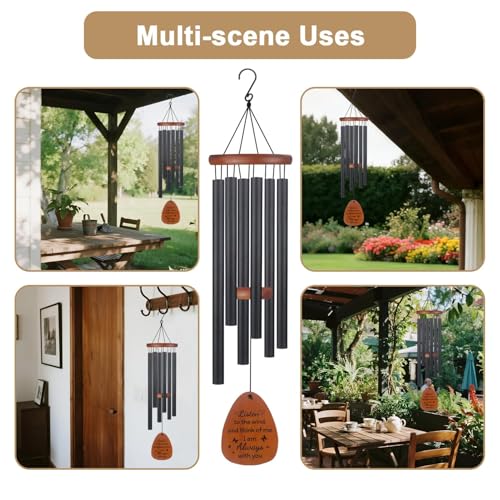 32" Memorial Wind Chimes for Loss of Loved One Sympathy Gifts with Condolence Card, Weatherproof Aluminum Outdoor Windchimes for Garden Patio Porch, Bereavement Remembrance Gift for Friend